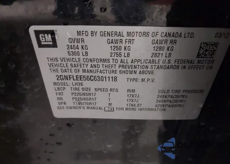 2012 Chevrolet Equinox 1Lt from USA, damaged, VIN 2GNFLEE56C6301118